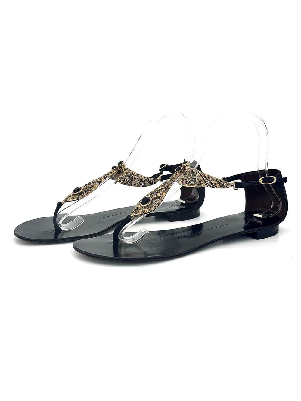 Giuseppe Zanotti Jewel Embellished Rock 10 Infradito T Strap Sandals 38.5